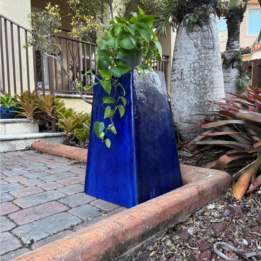 Blue Ceramic Vase - Unique shape